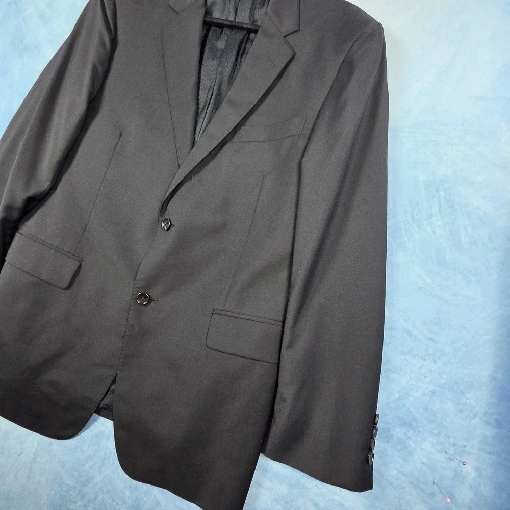 Gucci Mens Black 100% Wool 2 Button Blazer Sport Coat Jacket Size 54R Italy